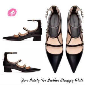 BN Leather Multi Strap Flats by Zara Size 38